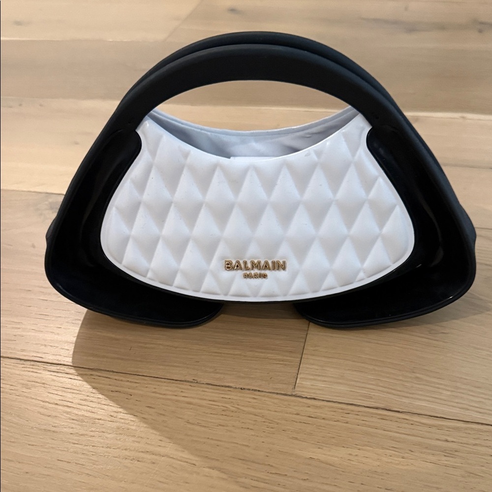 Balmain Quilted White and Black Clutch